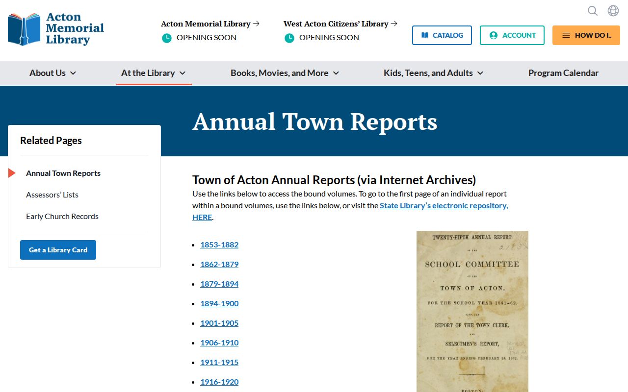 Acton city directory companion source in annual town reports