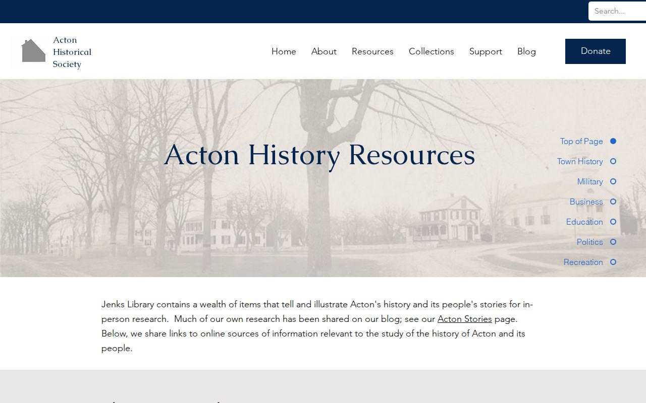 Acton city directory context at Acton Historical Society history resources