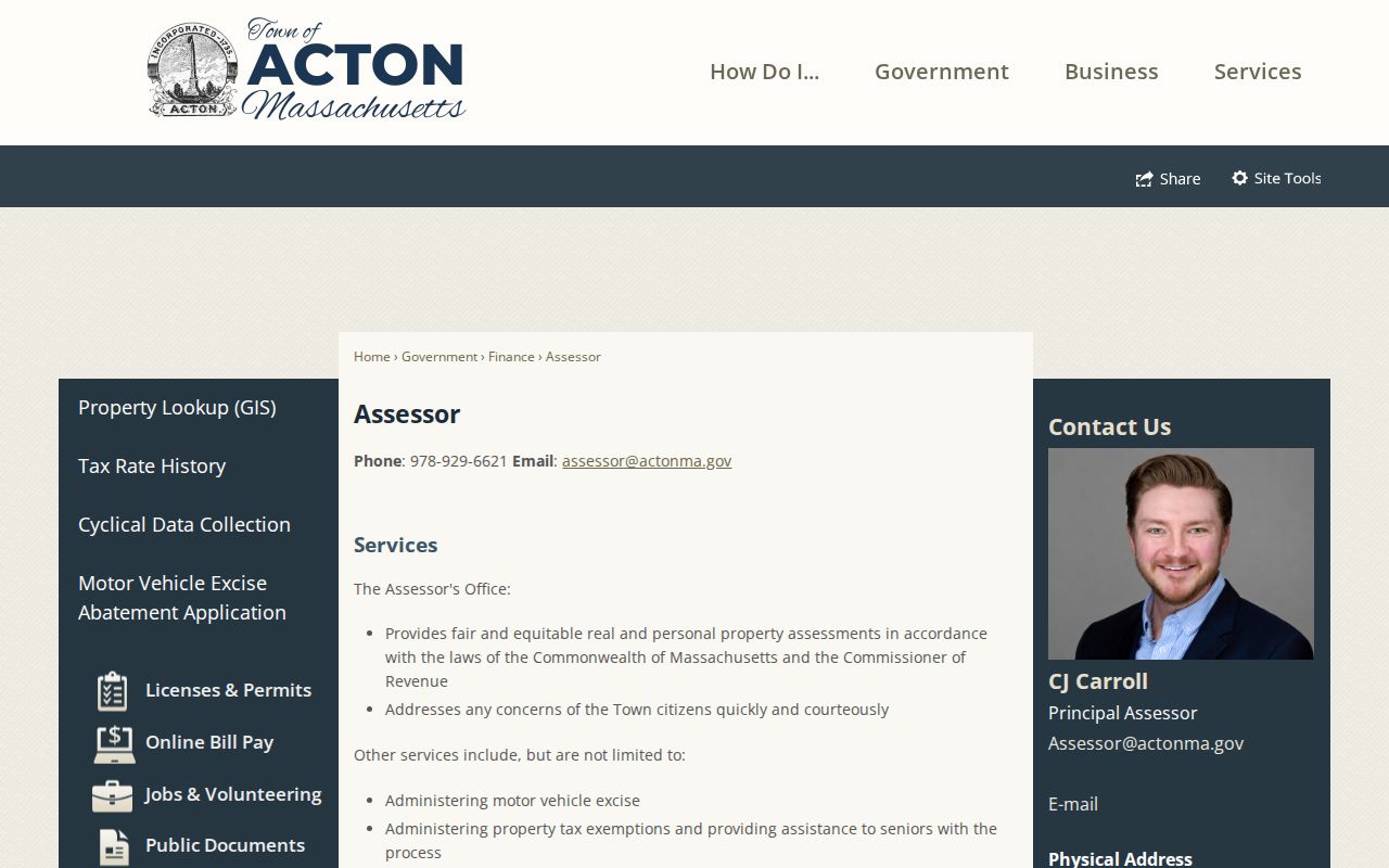 Acton residents directory Assessor property search page