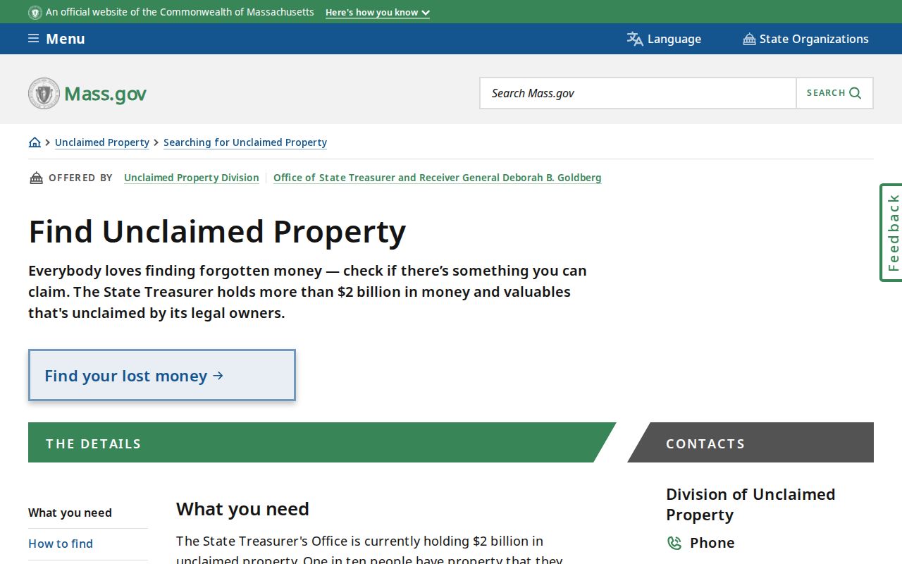 Acton residents directory Massachusetts unclaimed property search