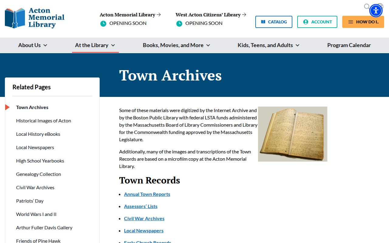 Acton previous residents house-history context in Town Archives