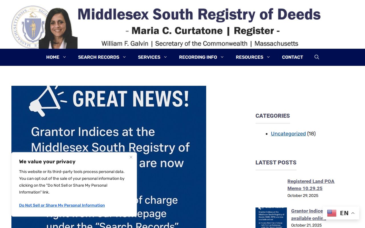 Acton previous residents research using Middlesex South grantor index announcement