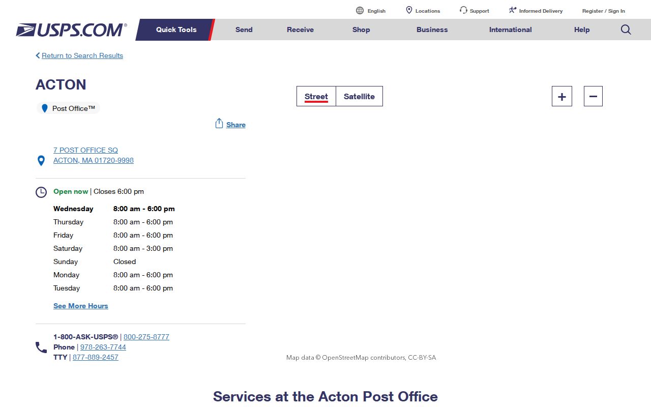 Acton ZIP code directory USPS Acton Station postal location